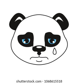 Panda. The smiley head. Emotion grief isolated on white background. Vector illustration in cartoon style.  Communication, print, Internet, chat