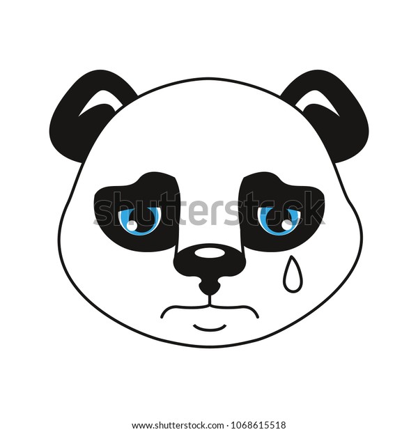 Panda Smiley Head Emotion Grief Isolated Stock Vector Royalty Free