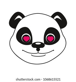 Panda. The smiley head. Emotion loving isolated on white background. Vector illustration in cartoon style.  Communication, print, Internet, chat