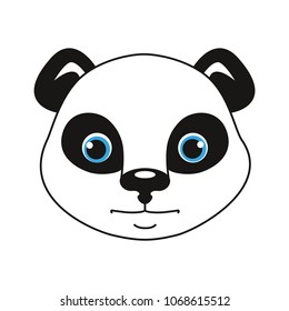 Panda. The smiley head. Emotion neutral isolated on white background. Vector illustration in cartoon style.  Communication, print, Internet, chat