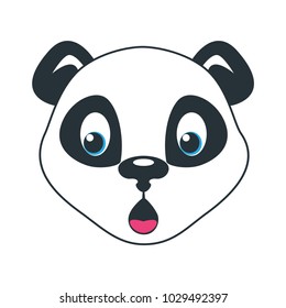 Panda. The smiley head. The emotion of surprise, isolated on white background. Vector illustration in cartoon style.  Communication, print, Internet, chat