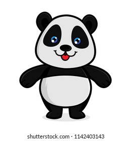 Panda smiling isolated in white background