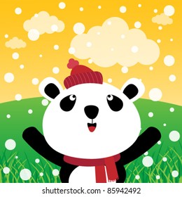 Panda with snow