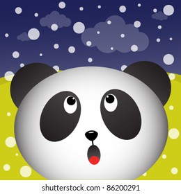 Panda and snow in the forest