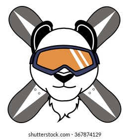
Panda snowboarder wearing glasses