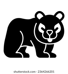 Icono sólido panda, concepto de vida silvestre mundial, símbolo del vector del oso panda sobre fondo blanco, estilo glifo del oso panda para concepto móvil y diseño web. Gráficos vectoriales