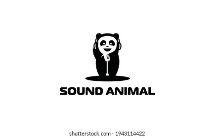 panda sound logo vector icon illustration