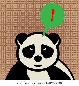 Panda with speech bubble, vector illustration