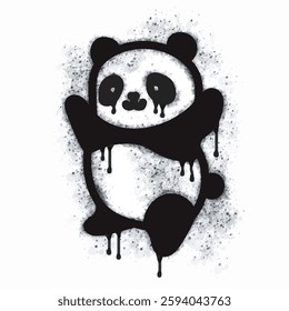 Panda spray icon isolated on white background. Panda graffiti icon sprayed in black on white background. Vector illustration.