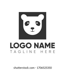 Panda square logo design . Panda square vector icon 