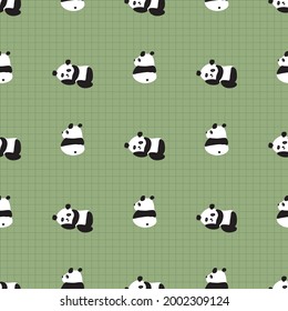 Panda Squares Seamless Pattern. Vector illustration. Great for birthday, party, gift wrapping, wallpaper, textile and scrapbook 