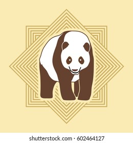 Panda standing designed on line square background graphic vector.