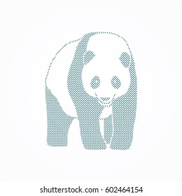 Panda standing designed using dots pixels graphic vector.