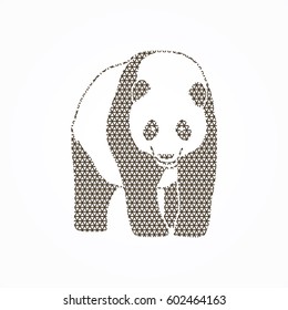 Panda standing designed using geometric pattern graphic vector.