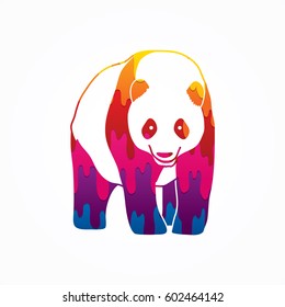 Panda standing designed using melting colors graphic vector.