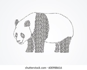 Panda standing side view designed using geometric pattern graphic vector.