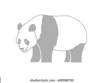 Panda standing side view designed using dots pixels graphic vector.