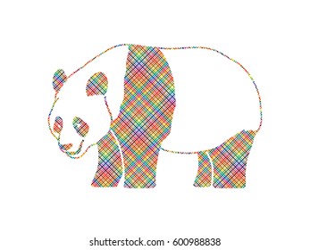 Panda standing side view designed using colorful pixels graphic vector.