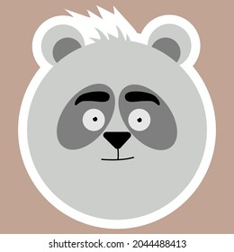 Panda. A sticker with a panda's face. Vector of jungle safari animals. Illustration of forest animals. A set of illustrations with animal heads.