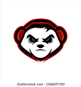 panda streamer gaming mascot, animal e sports logo