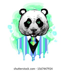 Panda in a suit cartoon
