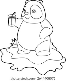 Panda Summer Beach Animal Vector Graphic Art Illustration