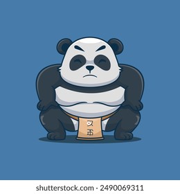 Panda Sumo mascota personaje logo diseño Ilustración vectorial