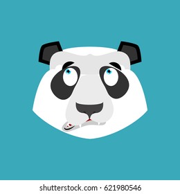 Panda surprised Emoji. Chinese bear astonished emotion isolated
