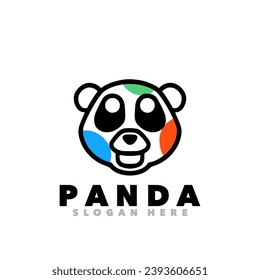 Plantilla de logotipo de arco iris con símbolo panda 
