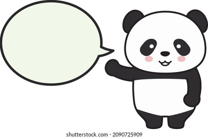 Panda talking to someone with a speech bubble. Vector illustration isolated on a white background.