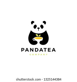 panda tea cup logo vector icon illustration