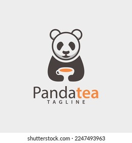 Panda tea logo design, Premium logo template Vector.