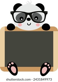 Panda teacher with school blackboard
