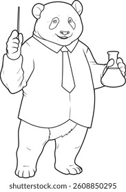 Panda Teacher Test tube Chemistry Animal Vector Graphic Art Illustration