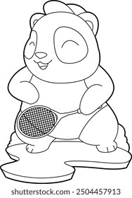 Panda Tennis Tennis racket Animal Vector Graphic Art Illustration