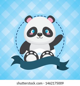 panda toy baby shower card vector illustration