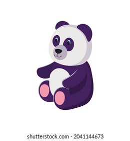 Panda toy on white background. Cartoon illustration, vector.