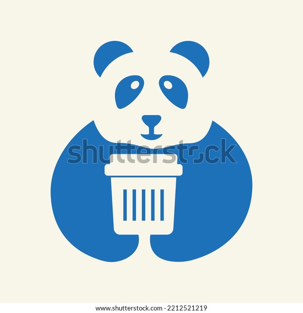 Panda Trash Logo Negative Space Concept
Vector Template. Panda Holding Delete
Symbol