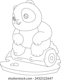 Panda Tree trunk Animal Vector Graphic Art Illustration