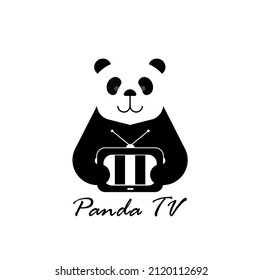 Panda TV cute logo vector Illustration 