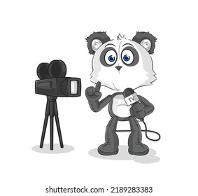 the panda tv reporter cartoon. cartoon mascot vector