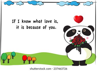 panda with valentines day card