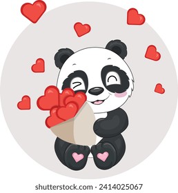 Panda valentine's day vector design