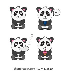 Panda with various activity vector Illustration