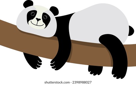 Panda-Vektorgrafik auf einem Baum ruht.