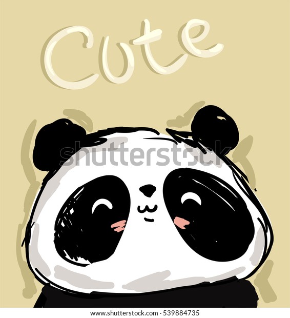 パンダのベクター画像 かわいいパンダのイラスト 手描きの熊 のベクター画像素材 ロイヤリティフリー 539884735