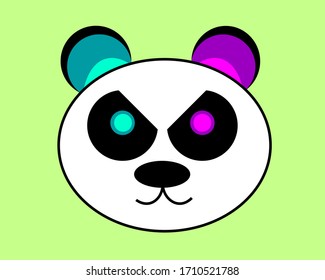 Panda vector design. Angry panda. Blue and pink colored panda. Panda.
