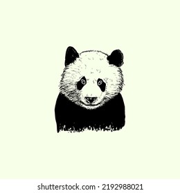 Panda vector hand drawn black and white