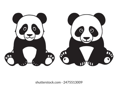 Panda Vector Icon EPS Black PNG