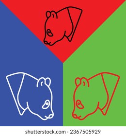 Panda Vector Icon, Lineal style icon, from Animal Head icons collection, isolated on Red, Blue and Green Background.